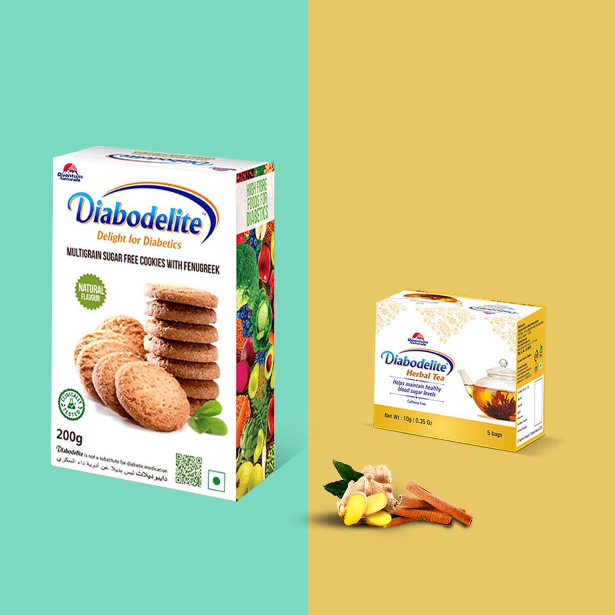 Diabodelite Cookies + Diabodelite Tea Pack of 5 Free